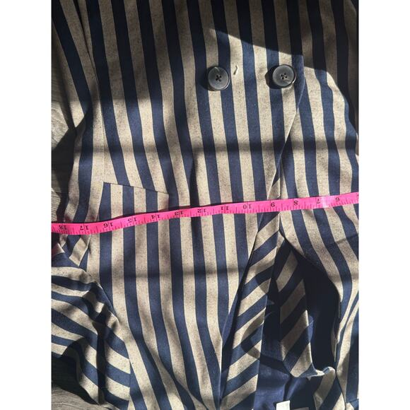 Jonathan Simkhai Structured Stripe Blazer Midnight Blue Khaki Size 6 - Picture 9 of 9